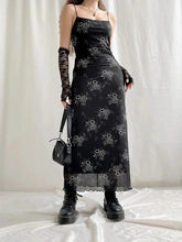 Grunge-Midikleid aus geblümtem Netzstoff